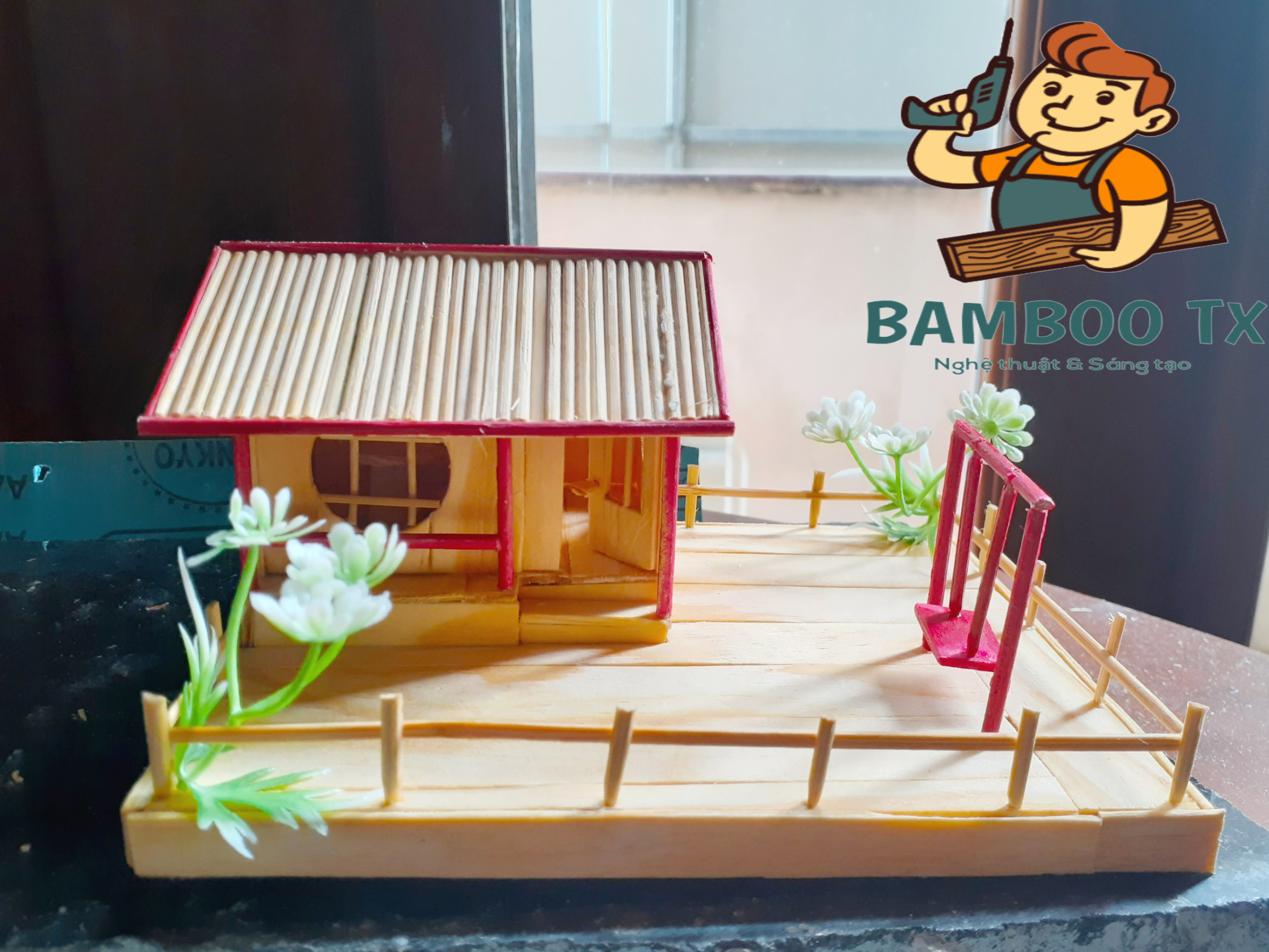 Mô hình nhà tăm Handmade - Quà tặng Giáng sinh Noel handmade - Món quà ý nghĩa - Bamboo TX 09