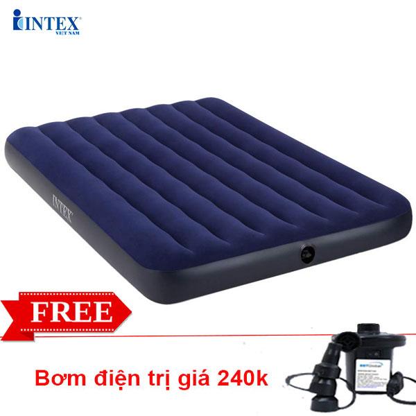 Sản phẩm intex chính hãng đệm hơi đôi công nghệ mới 1m37 intex 64758 + tặng bơm điện 2 chiều trị giá 240k, đệm hơi, giường hơi cao cấp, siêu bền