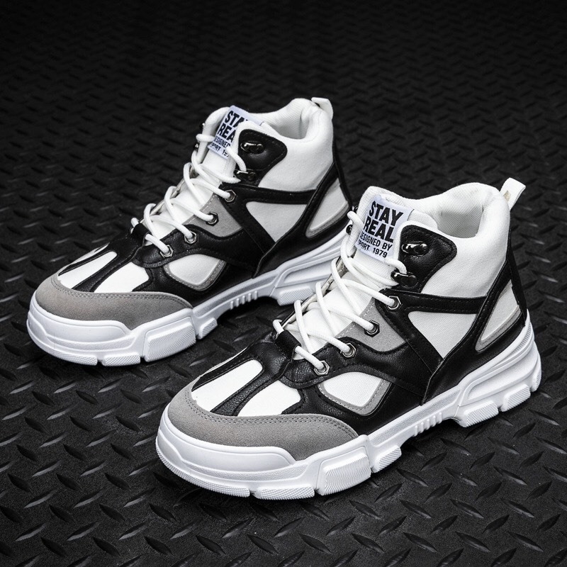 Giày nam cao cổ Real star siêu phẩm 2021 , Giày thời trang nam đế êm vài thoáng khí