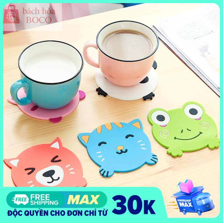 Đế lót ly nhựa hình thú dễ thương, miếng lót ly nhựa hình thú đa dạng