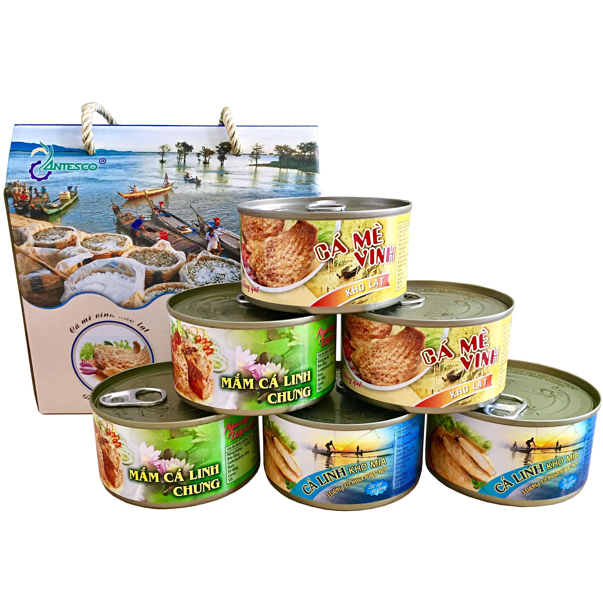 [HCM]COMBO222 - Thùng (06 hộp) - gồm 2 hộp Mắm Cá Linh Chưng + 2 hộp Cá Linh Kho Mía và 2 hộp Cá Mè Vinh Kho Lạt - Antesco