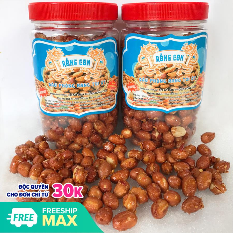 2 Hủ Đậu Phộng Rang Tỏi Ớt (Hủ 210Gram) Rồng Con - Đồ ăn vặt, đậu và hạt, đồ ăn chế biến sẵn