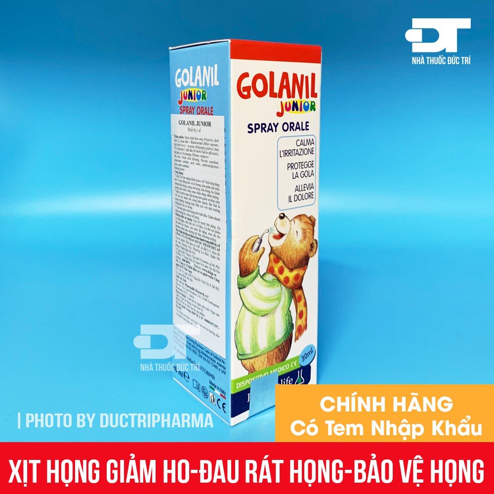 Xịt họng golanil junior spray orale - giúp bảo vệ cổ họng, giảm ho đau rát họng
