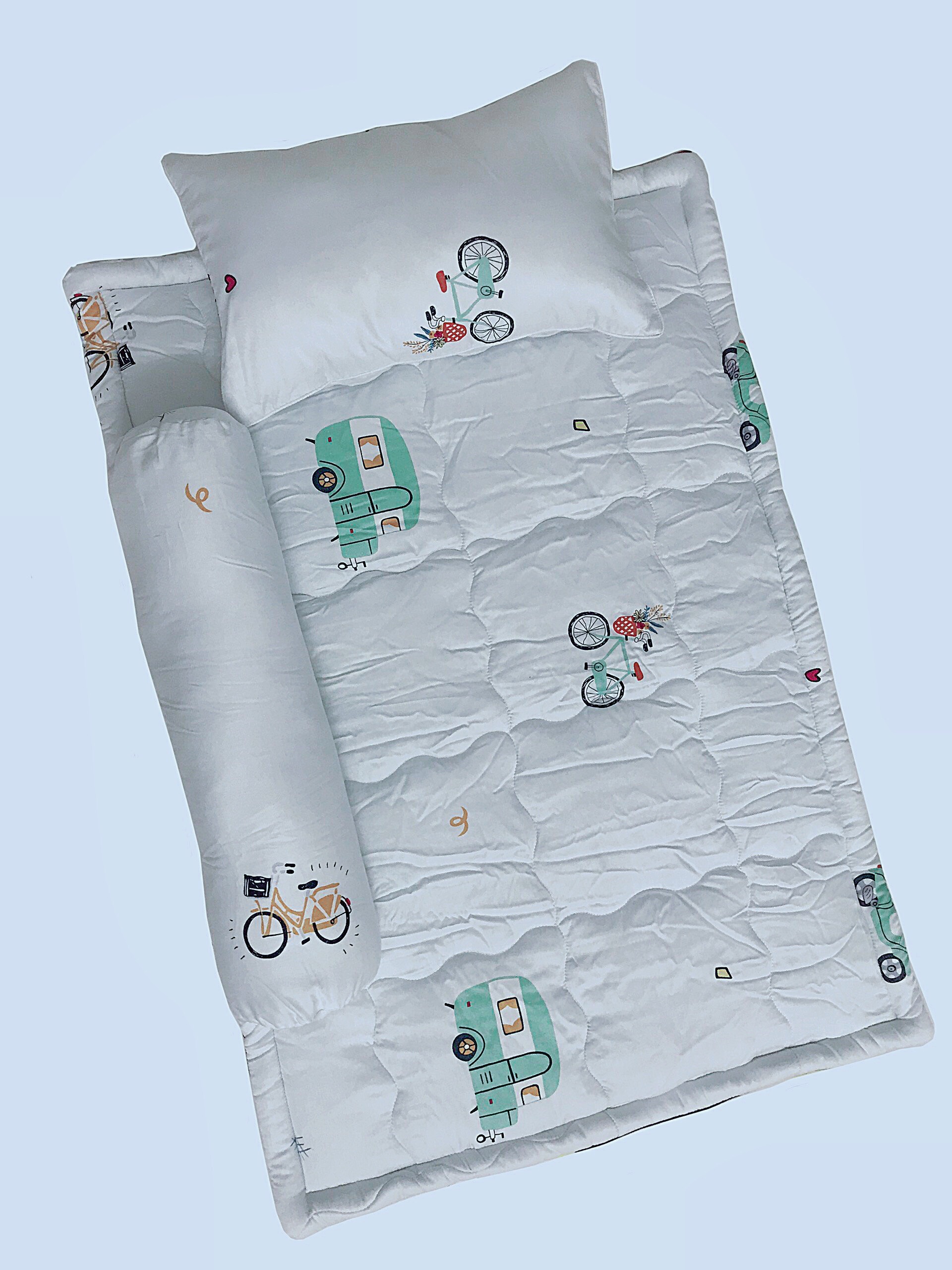 [HCM]Set gối và nệm ngủ chống thấm Tencel cao cấp cho bé 0-3 tuổi cực iu - set nệm gối cho bé