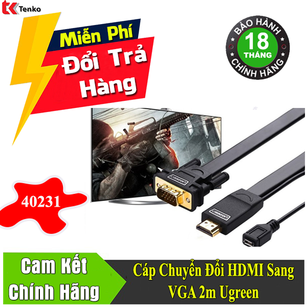 Cáp chuyển đổi hdmi sang vga 2m ugreen 40231