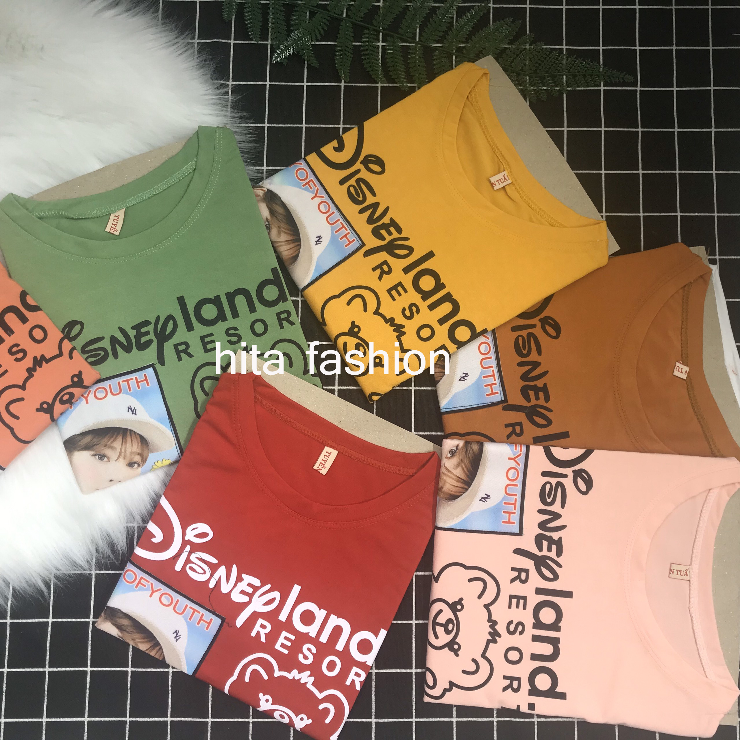 [HCM]Áo thun tay lỡ the disney land form rộng phối nhiều màu (giao ngẫu nhiên) chất thun mát mịn co giãn hút mồ hôi dễ phối đồ