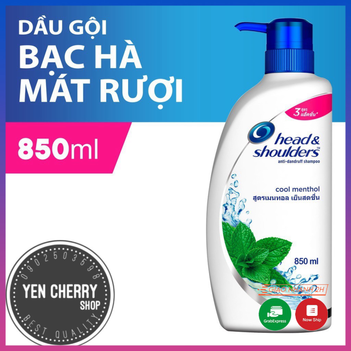 Dầu gội đầu Head&shoulder 850ml bạc hà mát lạnh - Chai to siêu tiết kiệm, dùng là mê