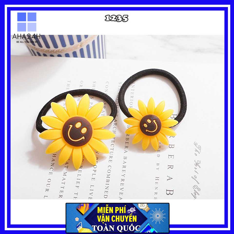 Dây cột tóc tròn hoa hướng dương smile cute ah1235