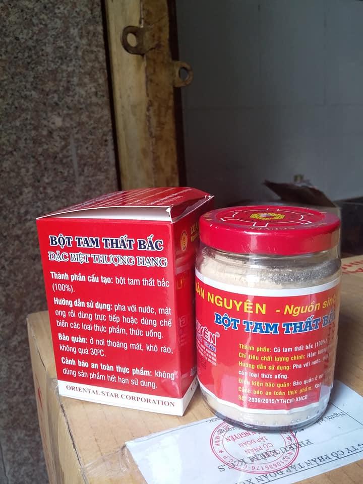 [HCM]Bột Tam Thất Bắc Thượng Hạng Xuân Nguyên lọ thủy tinh 100gr có tác dụng cầm máu bồi bổ khí huyết