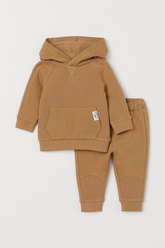 Set bộ nỉ có mũ HM màu nâu cho bé size 12m đến 6y