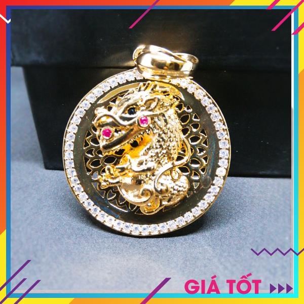 Mặt dây chuyền bạc thái mạ vàng non. mặt dây chuyền phong thủy, mặt dây chuyền thiên long cao cấp, mặt dây chuyền khóa rồng, vòng cổ nam đẹp