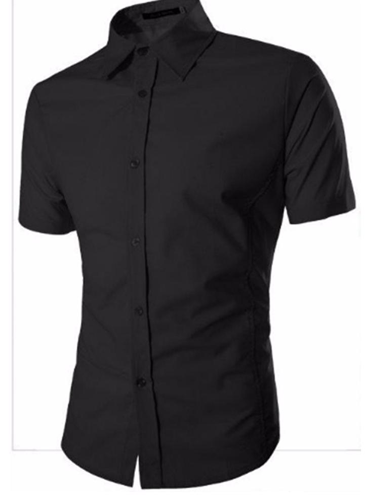 [HCM]Áo sơ mi nam ngắn tay màu đen vải cotton