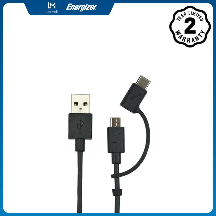Cáp 2 trong 1 type-c và micro-usb energizer ht màu đen, dài 1.2m - c11ubx2cfbk4