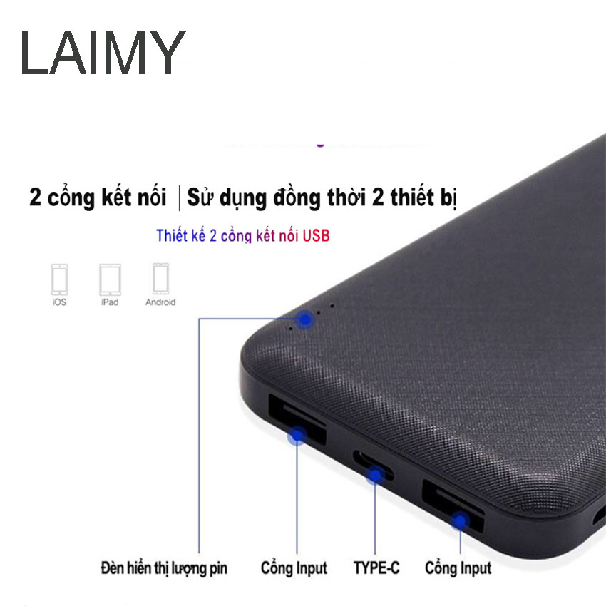 [HCM]Pin Sạc Dự Phòng 15000Mah Mini Công Suất Lớn Sạc Nhanh 2 Cổng Usb Siêu Mỏng Siêu Nhẹ Dành Cho Android Apple - LAIMY