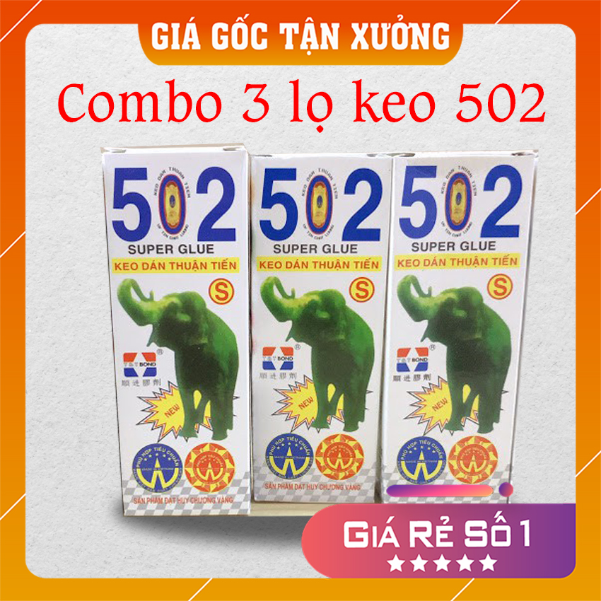Combo 3 lọ keo 502 con voi siêu dính, dán gỗ, dán nhựa đơn giản, chắc chắn, giá lẻ rẻ như giá buôn, hàng mới Date xa. Sản phẩm cân thiết cho mỗi gia đình - Nhà Của Bạn