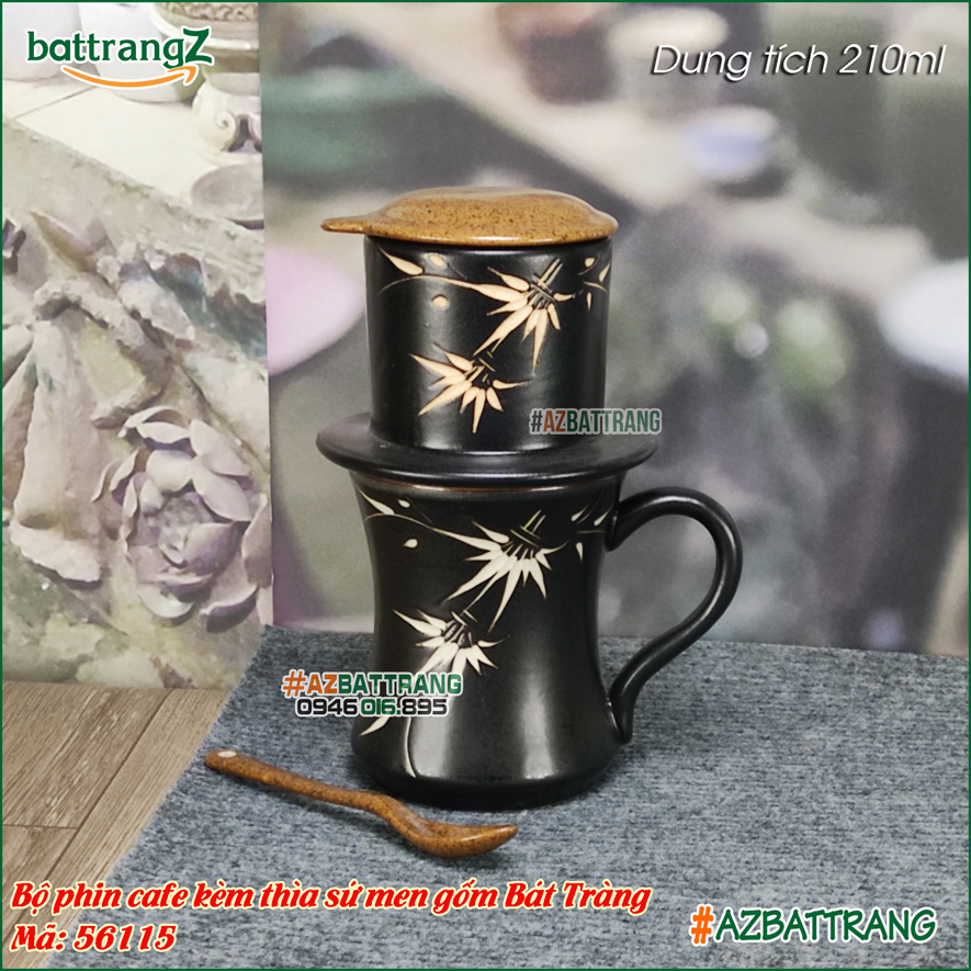 [ẢNH THẬT] Phin pha cafe kèm ly sứ Bát Tràng men gốm Bát Tràng