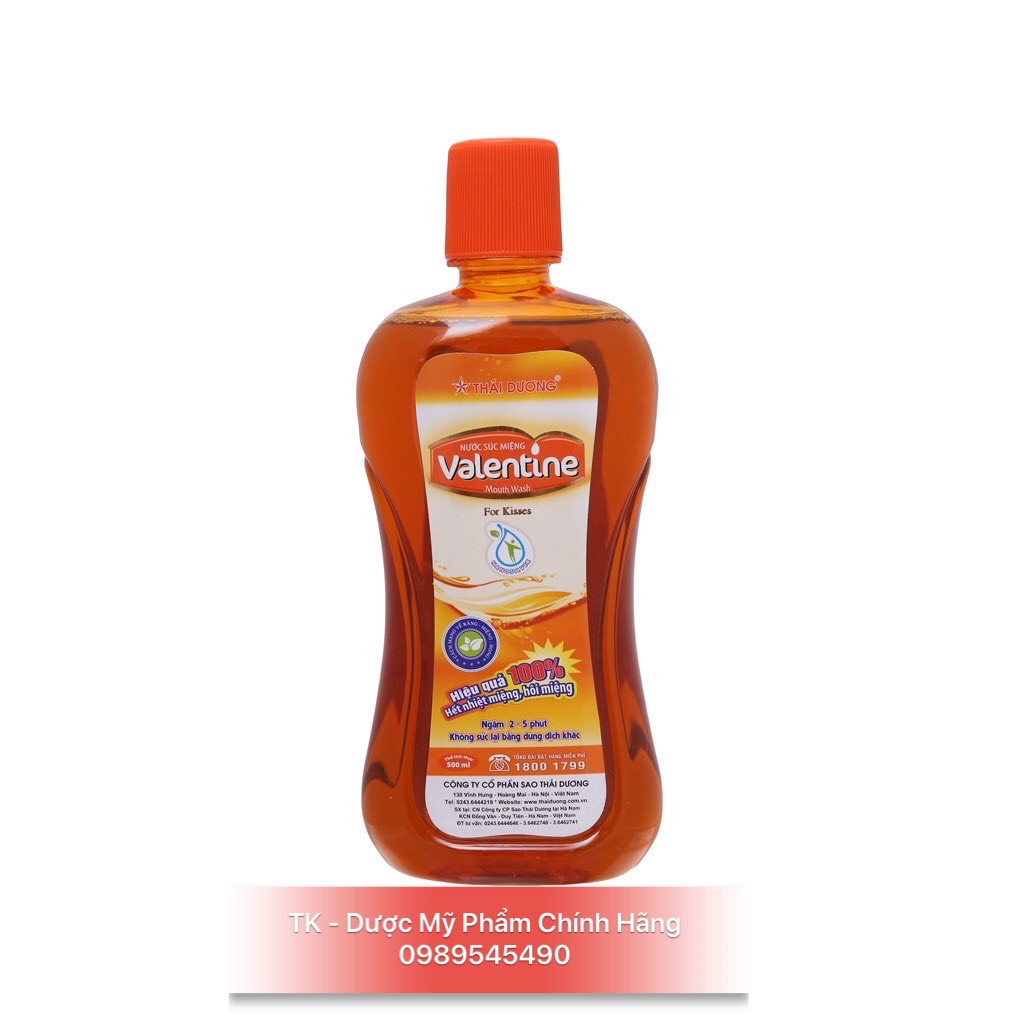 Nước Súc Miệng Valentine Ngăn Ngừa Nhiệt Miệng, Hôi Miệng - 500ml
