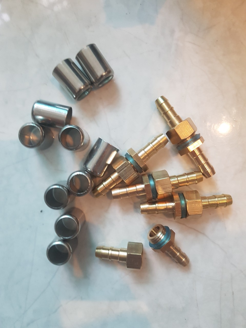 Combo 5 bộ nối dây xịt rửa áp lực cao kèm 10 chén lót inox cho dây lõ 8.5mm thông dụng