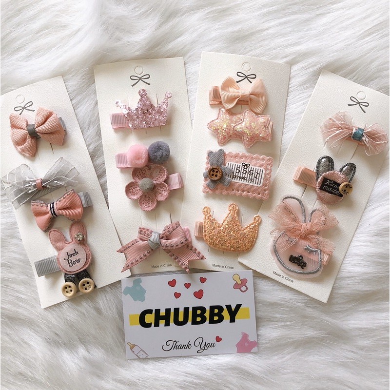 Set nơ kẹp tóc cho bé gái Hand made - Kẹp tóc - Nơ kẹp tóc cho bé gái