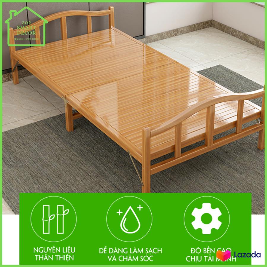 Giường tre gấp gọn, chất liệu tre cao cấp thân thiện, an toàn cỡ 80*195