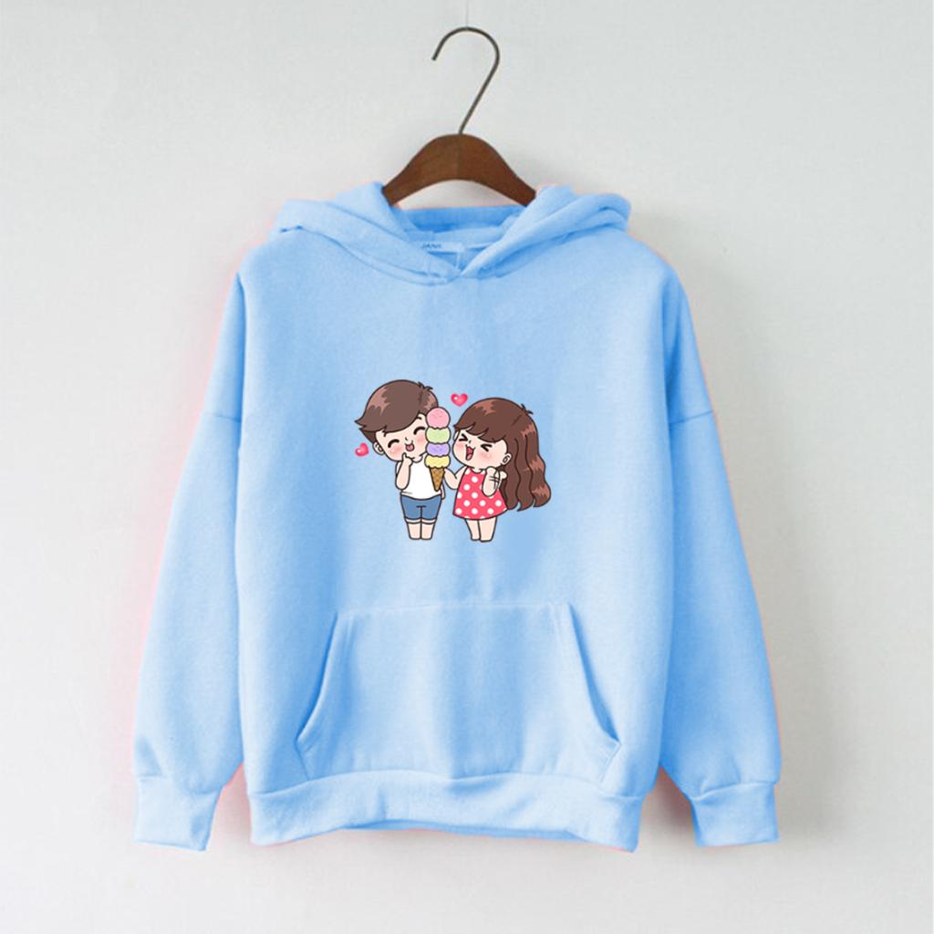 Áo Khoác Hoodie Nam Nữ Mặc Đẹp, Chất Nỉ Dày Dặn Cổ Chồng In Hình Dễ Thương, Giữ Ấm Tốt (Trắng, Xám, Hồng, Xanh) - GiaNguyen.Store