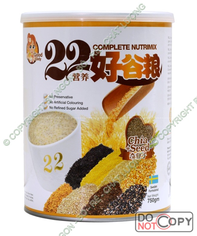 Sữa hạt ngũ cốc cao cấp 22 Complete Nutrimix - Chia Seed 750g/hộp thiếc