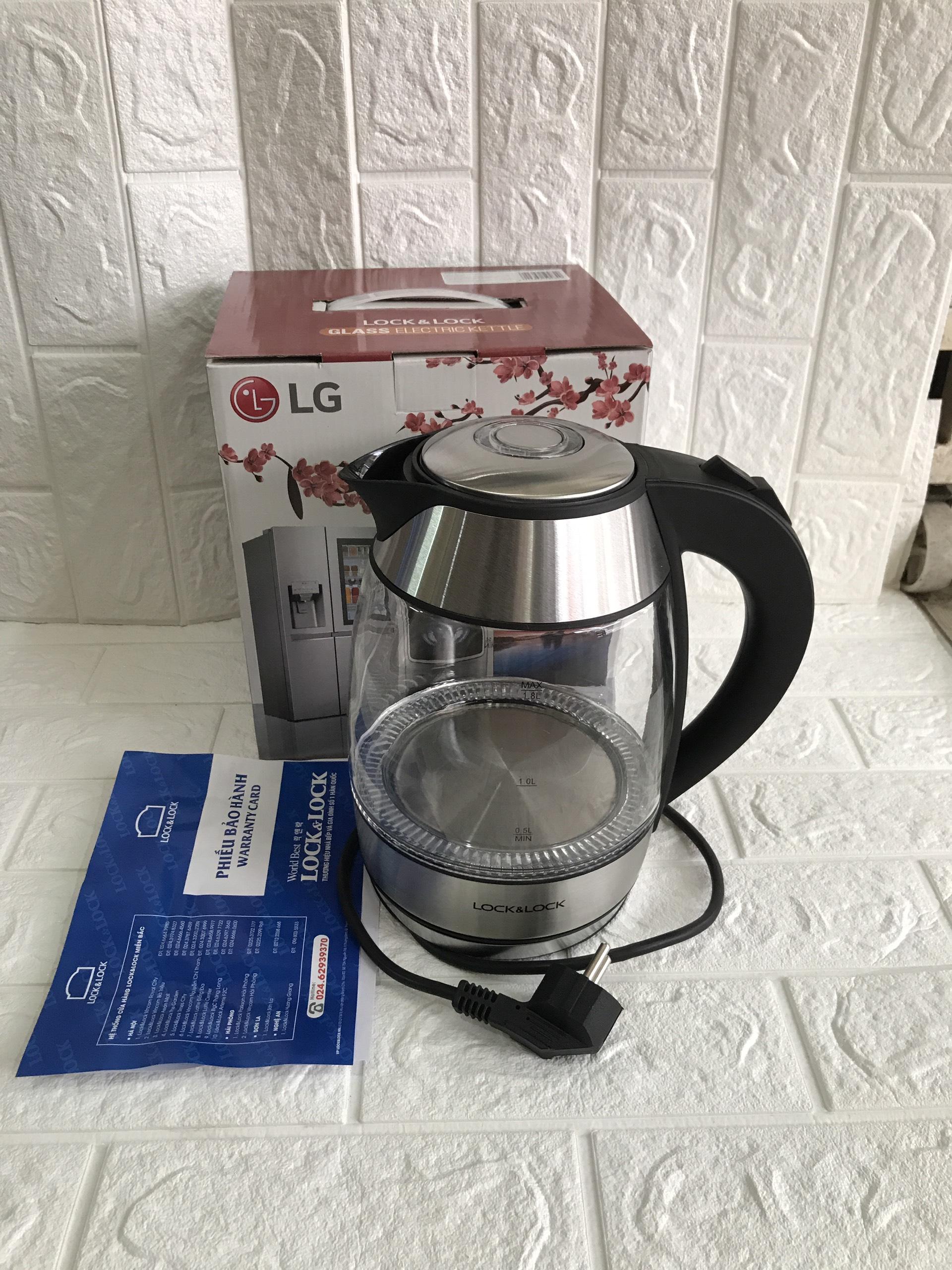 ẤM ĐIỆN THUỶ TINH SIÊU TỐC LOCK&LOCK EJK418BLK 1,8L hàng quà tặng LG