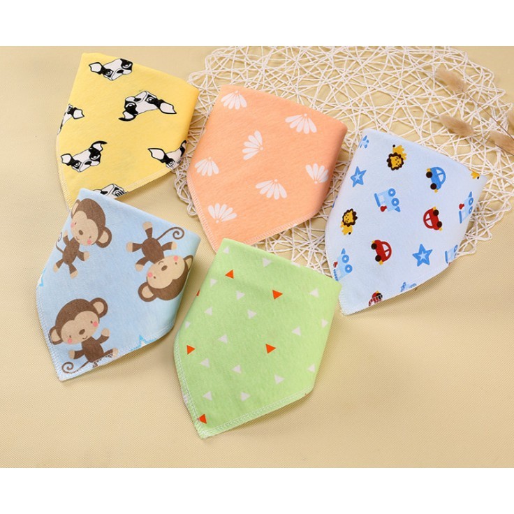 Set 10 khăn yếm tam giác 100% cotton mềm mịn