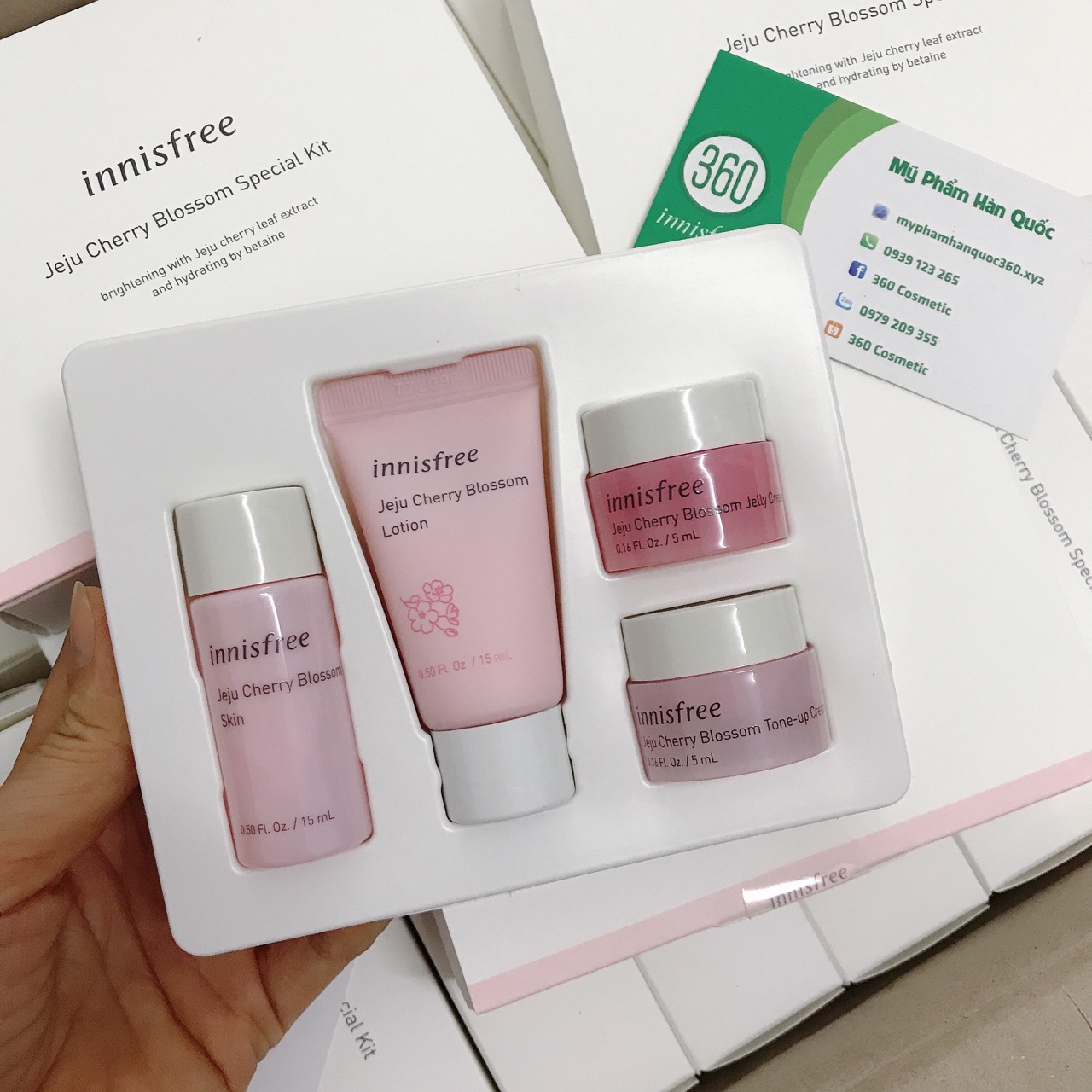 [Mini size] Bộ Dưỡng Sáng Da Từ Hoa Anh Đào Innisfree. Jeju Cherry Blossom Kit 4sp