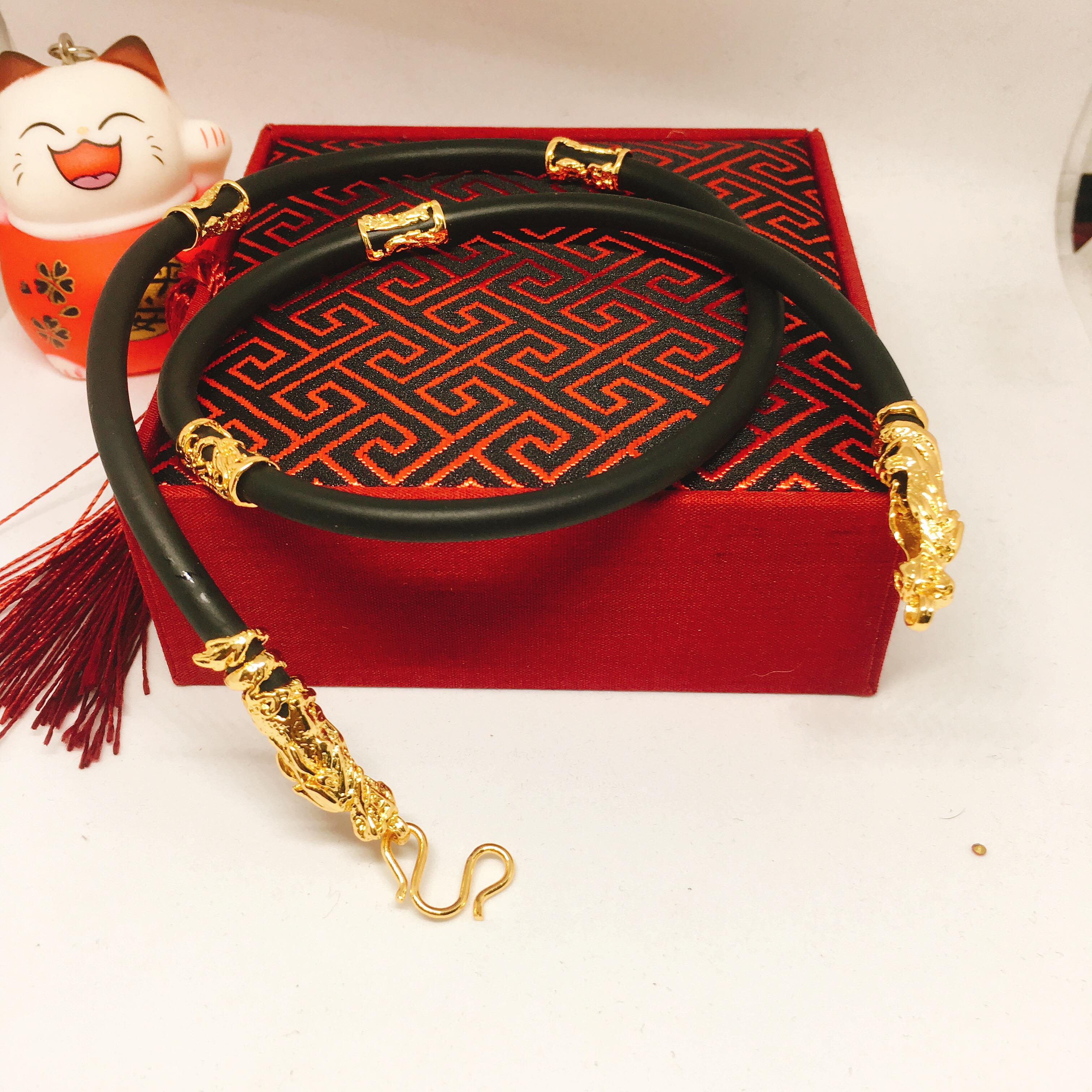 Dây chuyền Phong thủy Bạc Thái khóa rồng cao cấp may mắn, Vòng Cổ Nam Phong Cách Thượng lưu, Dây chuyền nam bạc Thái phong cách  Jewelry Bảo Tín (dây)( ( Màu vàng)