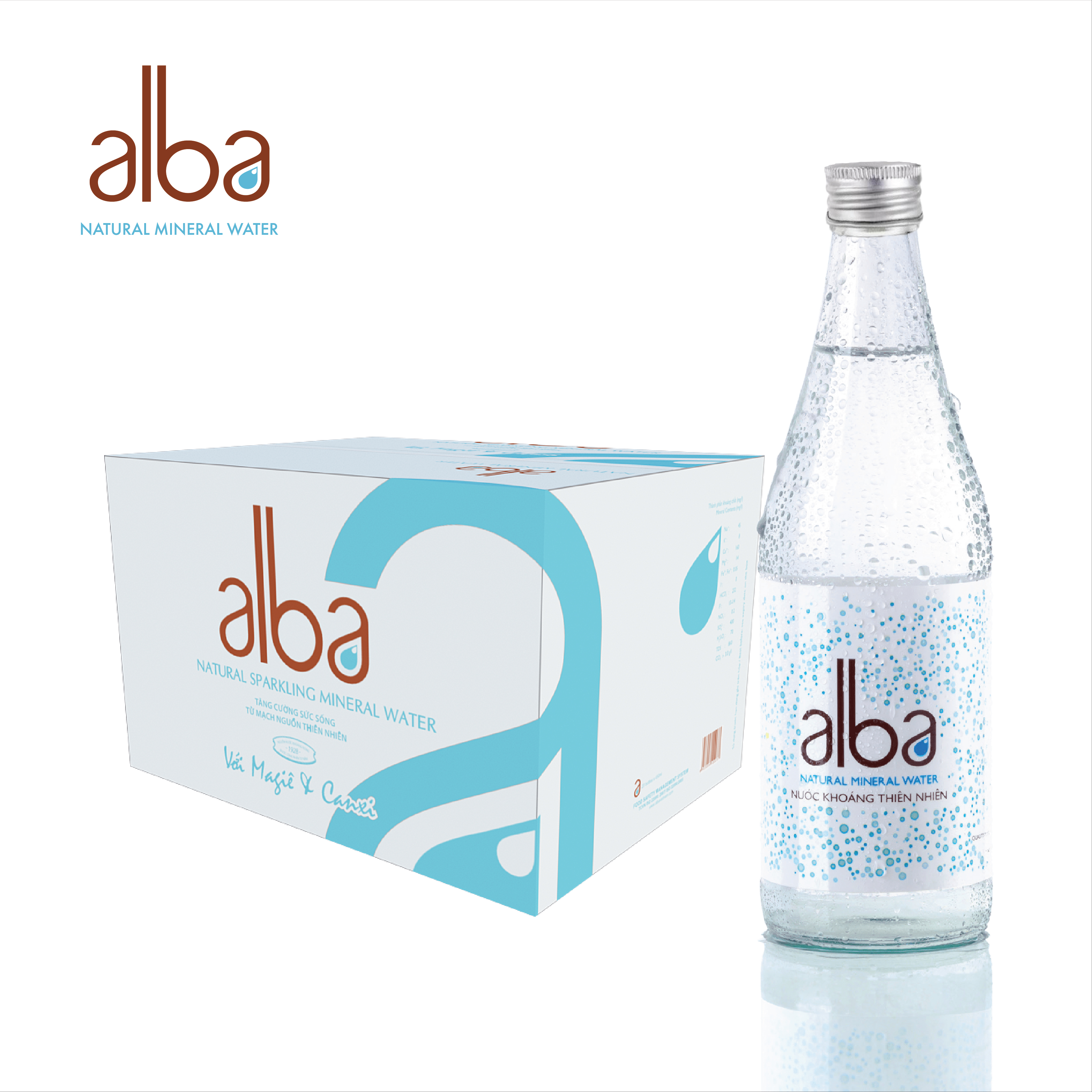 Thùng 20 chai nước khoáng thiên nhiên không ga alba 450ml