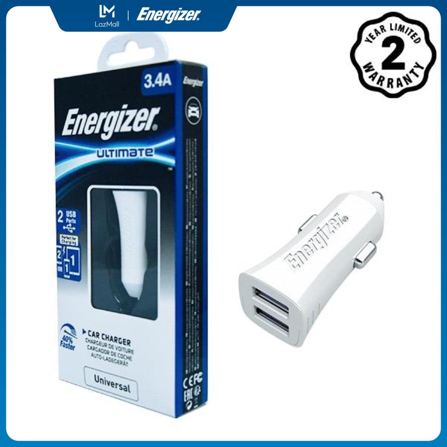 Sạc energizer ul dùng cho ô tô 3.4a 2 cổng màu trắng - dca2cuwh3