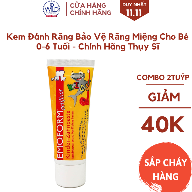 Kem đánh răng Emoform Actifluor kids 75ml – Bảo Vệ Răng Sữa Toàn Diện, Chống Sâu Răng Cho Bé 5 tuổi.