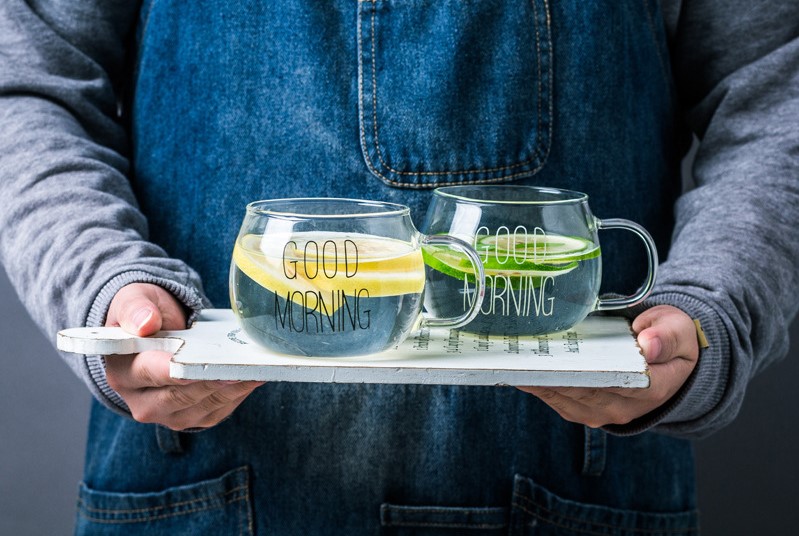 Cốc Thủy Tinh Good Morning Tròn Có Quai