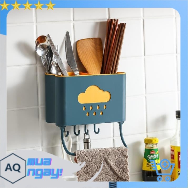 Giỏ để đồ, kệ để đồ nhà bếp, phòng tắm đa năng dán tường hình đám mây siêu chắc chắn - aq