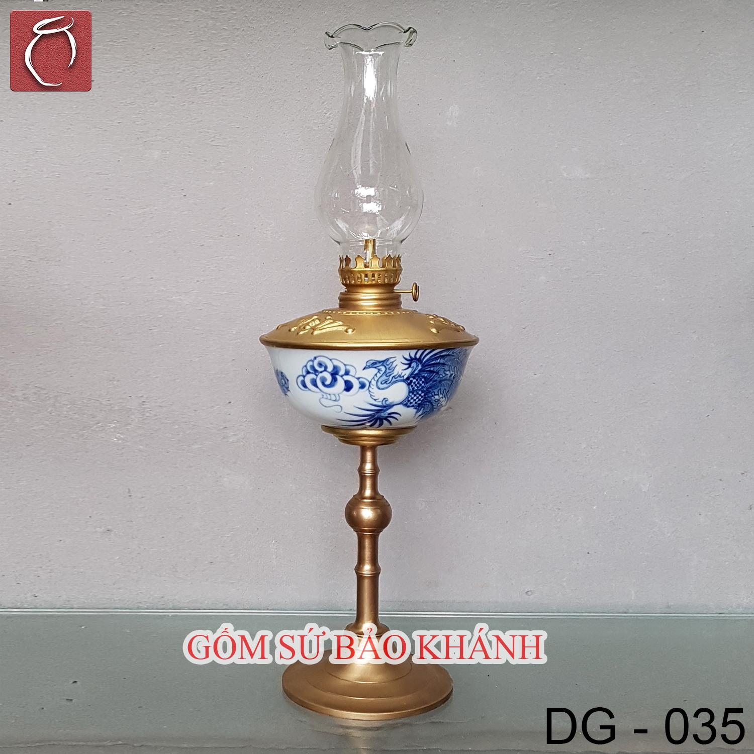 Đèn thờ dầu men lam vẽ Rồng Phượng - đèn thờ cúng cao cấp