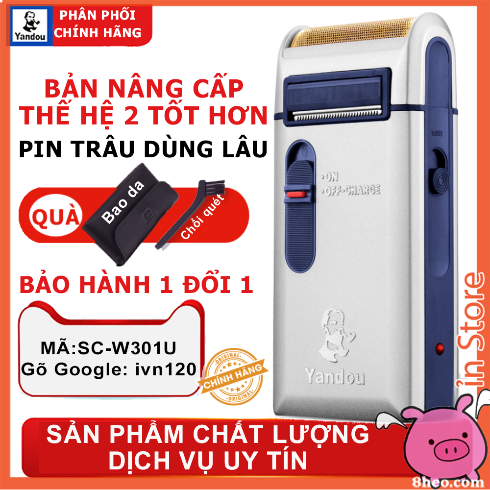 [Giá hủy diệt] Combo 5 máy cạo râu ivn120 Yandou bạc SC-w301u 2 chức năng vỏ bằng thép cầm chắc tay
