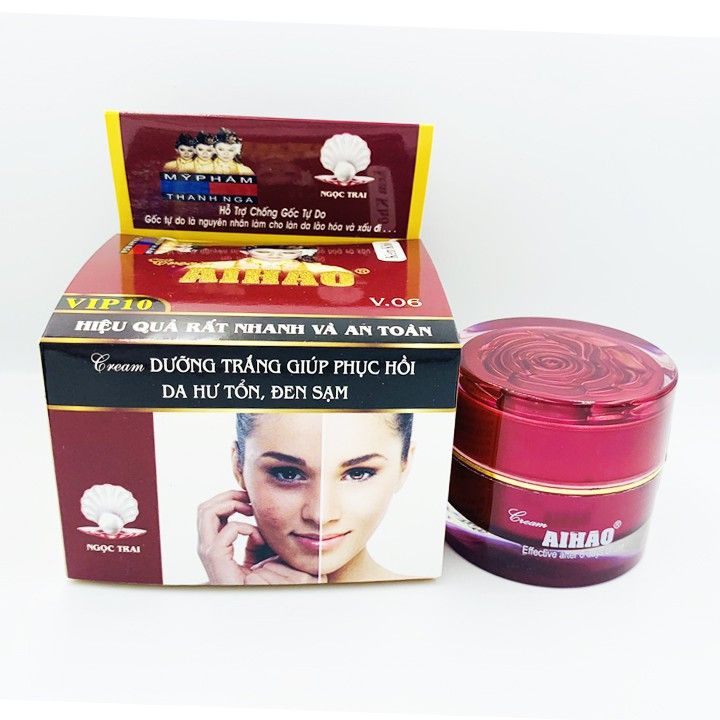 Cream aihao ngọc trai dưỡng trắng giúp phục hồi da hư tổn đen sạm 10in1