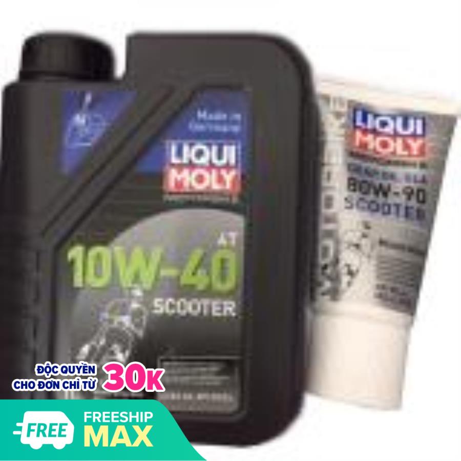 Combo nhớt máy nhớt hộp số xe tay ga Liqui Moly Scooter 10W-40 + Liqui Moly Gear Oil 80W-90