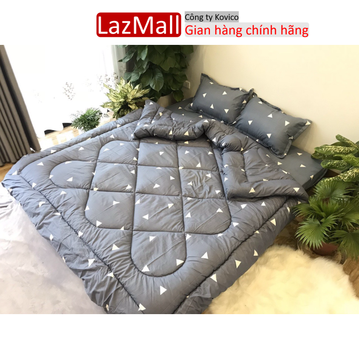 Chăn phao siêu nhẹ cực ấm,đã có ruột bông liền vải cotton poly 1m8x2m họa tiết tam giác ghi Sunzin Kho chăn ga gối, ga giường, drap giường