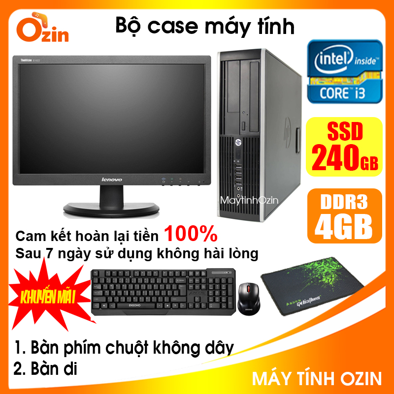 [Trả góp 0%]Bộ Case máy tính HP CPU Dual core E5xxx / i3-3220 / RAM 4GB / HDD 250GB-500GB / SSD 120GB-240GB + Màn hình + [QUÀ TẶNG: Bộ chuột phím không dây bàn di chuột] HPi33 + M - OZ