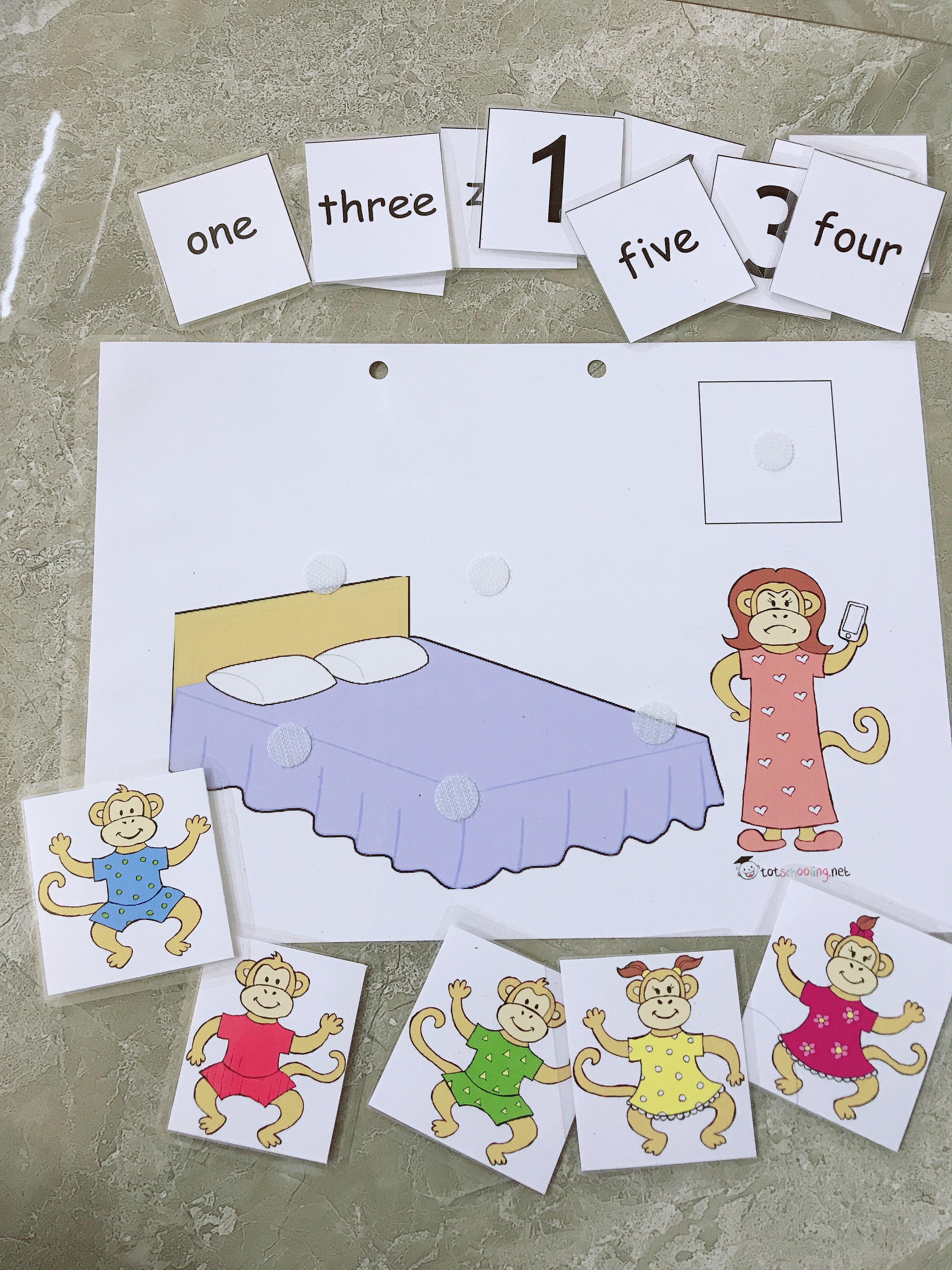 Học liệu cho bé - chơi cùng bài hát five little monkey