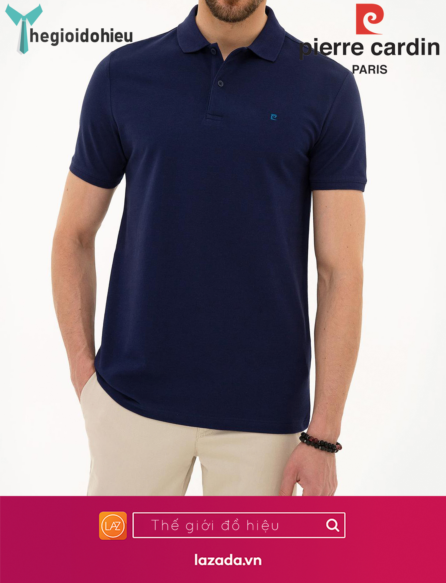 (New Arrival) Áo thun nam Pierre Cardin PCPolo120 (Xanh Navy) - Hàng nhập khẩu - Không túi