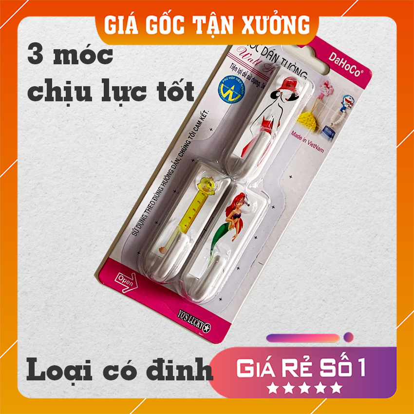 Combo 3 móc dính tường siêu chắc [Loại có đinh] chịu lực cao, sử dụng trên mọi vật liệu, hàng Việt Nam chất lượng cao, cứng cáp