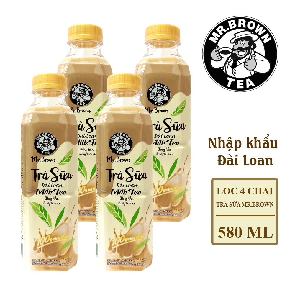 Lốc 4 chai trà sữa Mr.Brown (580ml) - Nhập khẩu Đài Loan