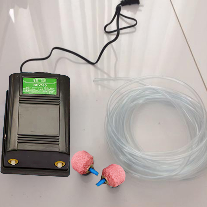 Máy Sủi oxi bể cá cảnh Super pump SP780-02 Vòi tặng kèm 2m dây dẫn và 02 quả sủi cho hồ cá cảnh