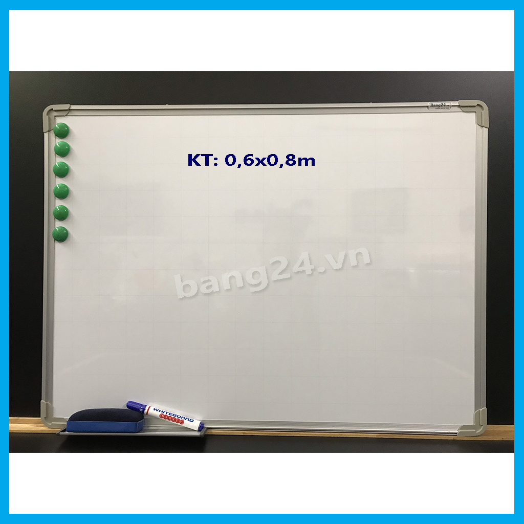 Bảng Từ Trắng - Bảng Viết Bút Lông - White Board, KT: 0,6x0,8m (Tặng kèm 1 khay để bút, 1 bút dạ, 1 xóa bảng và 6 viên nam châm)