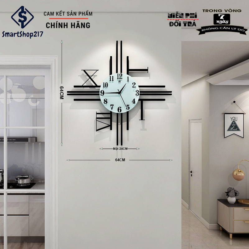 [DH-014] Đồng Hồ Treo Tường Hình Chữ La Mã - Thương Hiệu Cao Cấp JJT (Tặng kèm Decal trang trí + Đinh treo thông minh + Kim dự phòng)