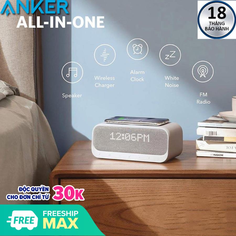 Loa di động - Loa Blutooth cao cấp kiêm sạc nhanh không dây tích hợp đồng hồ báo thức Anker  Soundcore A3300P21 Bluetooth công nghệ khử tiếng ồn nghe nhạc qua USB, FM radio - Phân phối bởi Vietstore