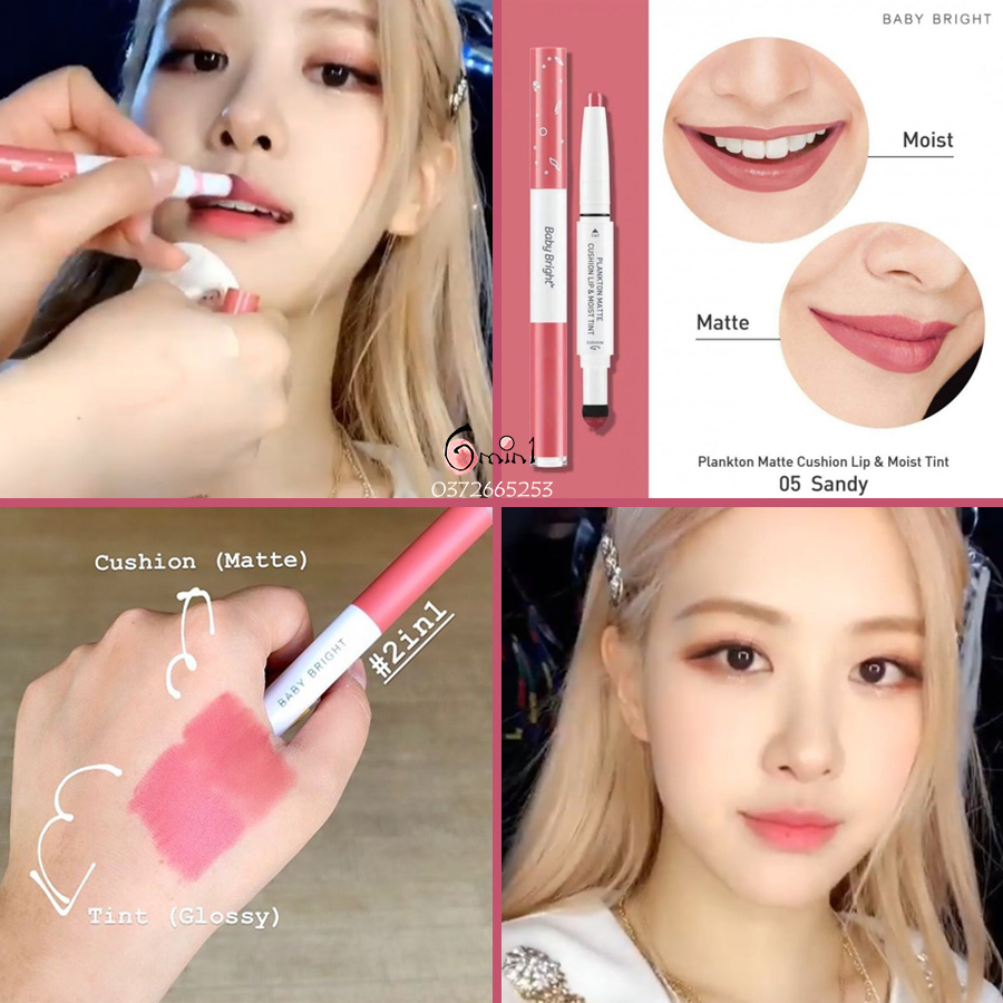 Son Baby Bright Plankton Hai Đầu Matte Cushion Lip and Moist Tint
